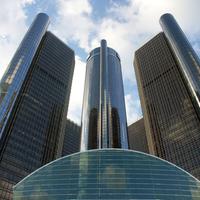 General Motors' World Headquarters, the Renaissance Center, in Detroit, Michigan.