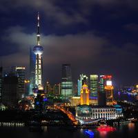 The skyline of Shanghai, China.